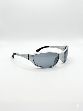 Men's Silver Frame Polarized Sunglasses with Gray Lenses